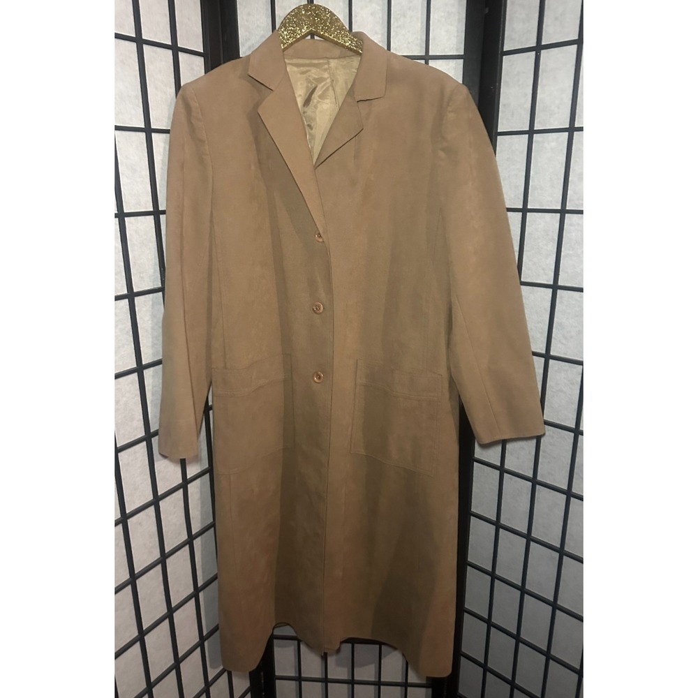 Vintage Charles Klein Ultrasuede Trench Coat Neutral Women's Size 14‎